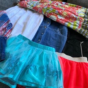 Girls Age 5-7YRS Bundle of 4 Dresses, 2 Skirts, 1 Shirt & a Denim Vest!
